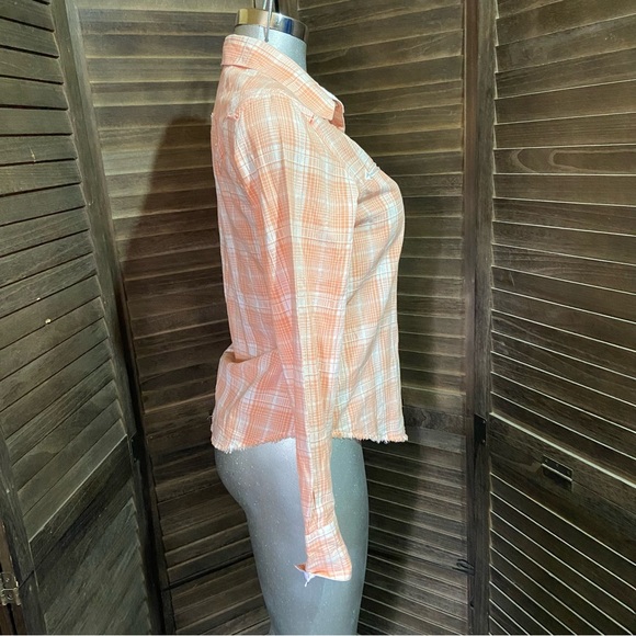 Cruel Girl Peach Plaid Western Button-Up Shirt Equestrian Cotton Rodeo Cowgirl S - Picture 3 of 9